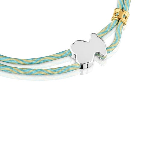 Mint-colored elastic Bracelet with silver bear Sweet Dolls