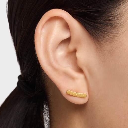 Aretes Straight osos con baño de oro 18 kt sobre plata