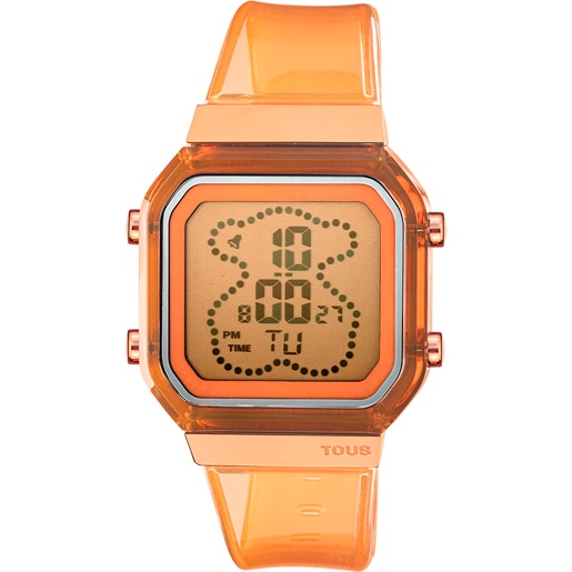 Salmon-colored polycarbonate and rose-colored IPRG steel digital Watch D-BEAR Fresh