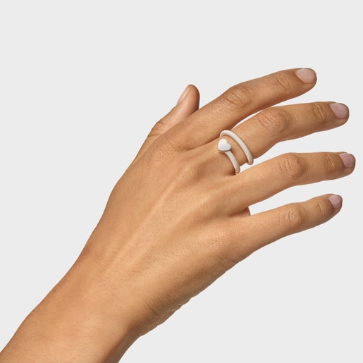 Bague spirale en argent et motifs Icon Mesh