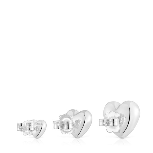 Set of silver heart Earrings Garden of Love