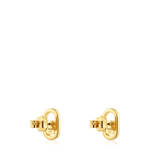 Aretes con baño de oro 18 kt sobre plata y nácar Camille