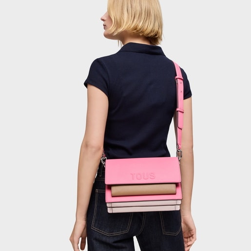 Medium pink and earth-colored Crossbody bag Audree Saffiano