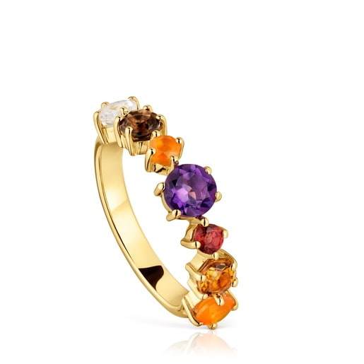 Bague en argent plaqué or 18 ct et pierres précieuses petite Sugar Party