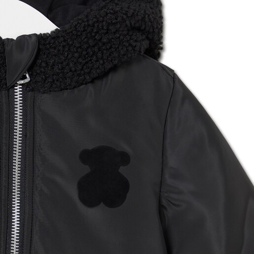 Hooded coat in Party black