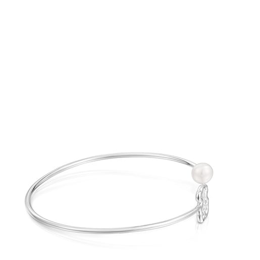 Silver Bangle with cultured pearl New Silueta