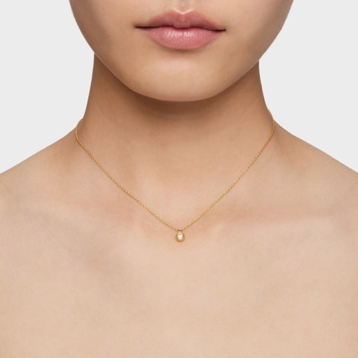 Collar corto con baño de oro 18 kt sobre plata y diamante creado en laboratorio Line LGD