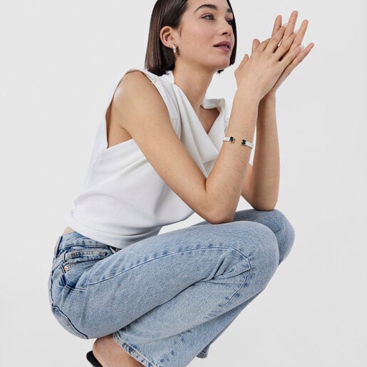 Браслет Mesh Color из серебра с турмалиновым кварцем