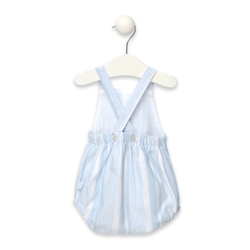 Classic striped dungarees in sky blue