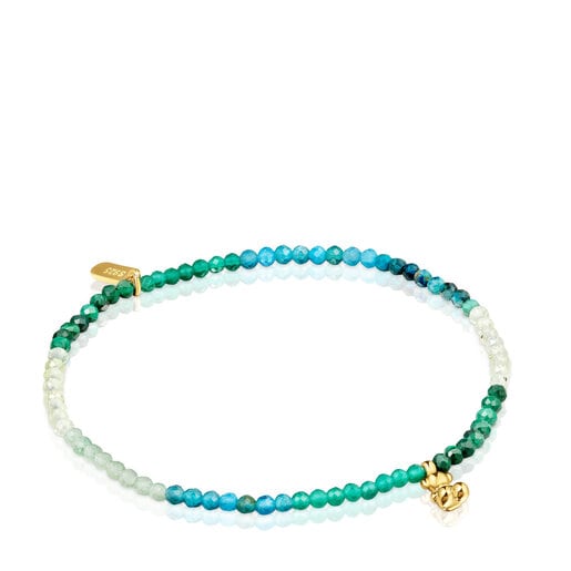 18kt gold plating over silver elastic Bracelet with green gemstones TOUS Bold Bear