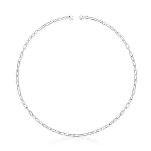 Collar corto de plata Hold Oval