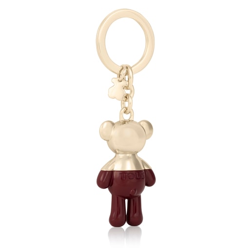 Porta-chaves Teddy Bear dourado e bordeaux