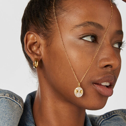 Gemini Pendant in silver vermeil with mother-of-pearl and topazes TOUS Horoscope