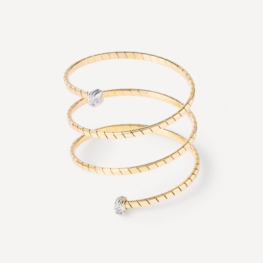 Gold Double spiral ring with diamonds TOUS ATELIER