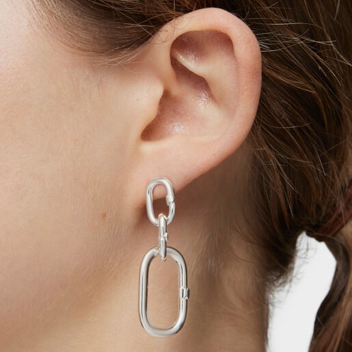 Small silver Earrings Hold Oval