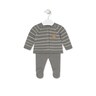 Knitted baby outfit in Tricot grey stripes