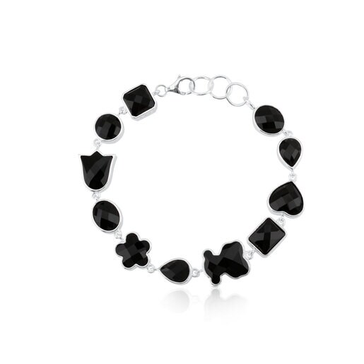 Silver TOUS Color Bracelet with faceted Onyx
