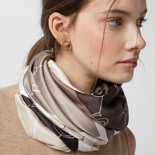 Коричневый шарф Script Soft Poly