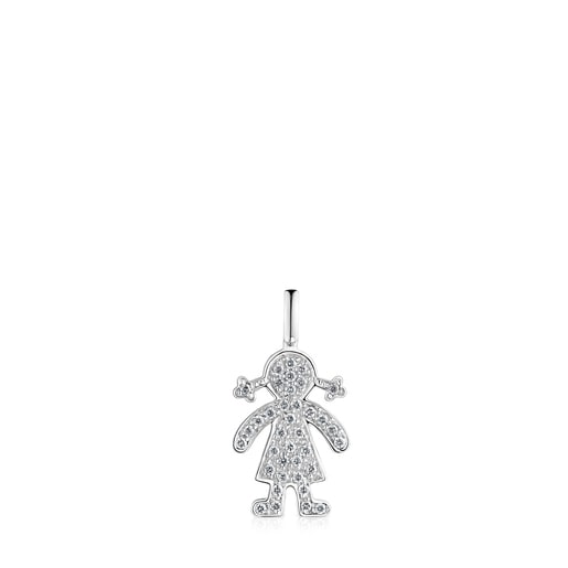 Pendentif Fillette en or blanc et diamants Sweet Dolls