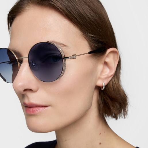 ブルー サングラス Round Metal