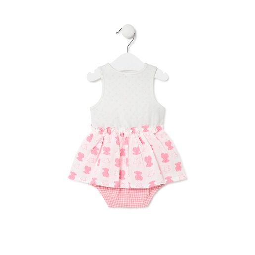 Baby bodysuit with skirt in Star pink