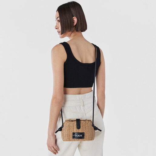 Black raffia Scoubidou Crossbody bag