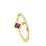 Mały pierścionek TOUS Basic Colors ze srebra, pokryty 18-karatowym złotem, z rodolitowym charmsem