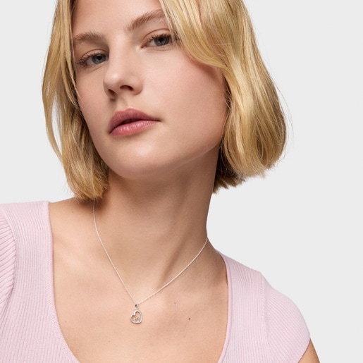 عِقد مُزيّن بحلية على شكل قلب مزدوج مقاس 12 مم من التشكيلة TOUS Flechazo