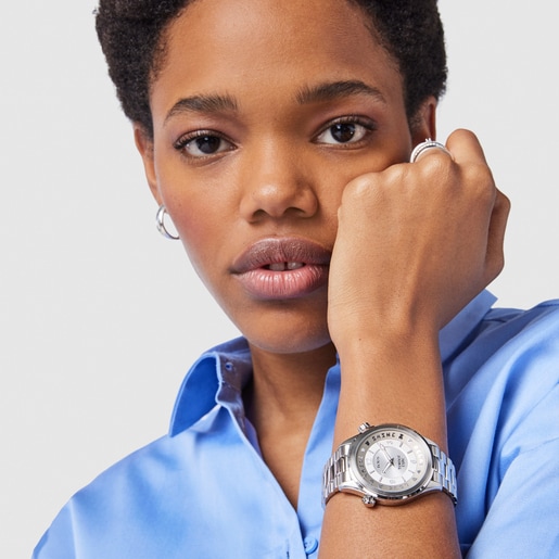 שעון Tender Time מפלדה עם מסגרת מסתובבת