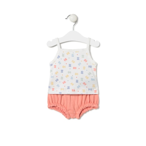 Conjunto de bebé niña de tirantes Star rosa