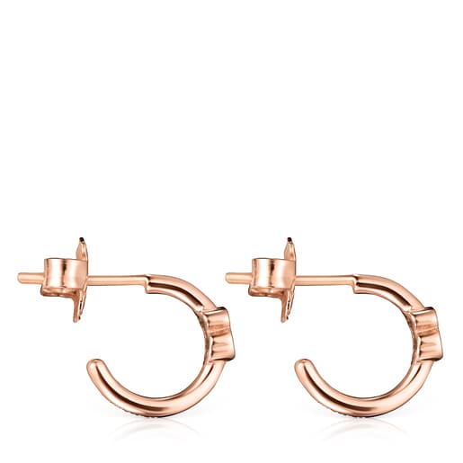 TOUS Motif hoop Earrings in Rose Silver Vermeil with Spinels