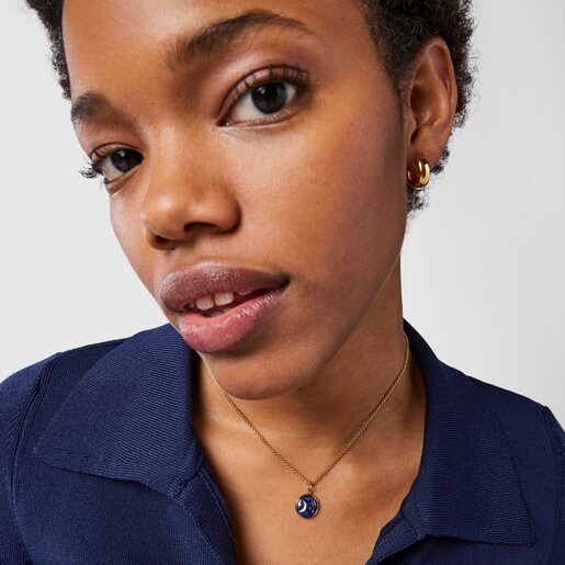 ペンダント  Magic Nature  ディスク  12mm　イエローゴールドコーティング　ラピスラズリ　