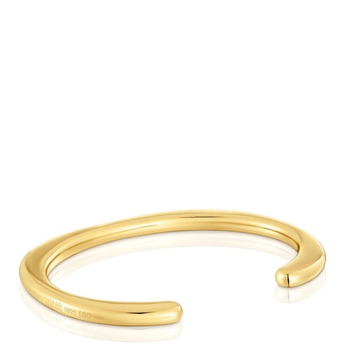 Bracelet manchette en argent plaqué or 18 ct et diamants créés en laboratoire Line LGD