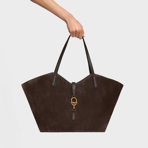 Capazo grande de piel marrón oscuro TOUS MANIFESTO