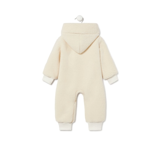 Baby onesie with hood in Icon beige