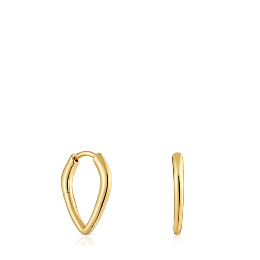 Aretes con baño de oro 18 kt sobre plata cortos con aro púa Basics