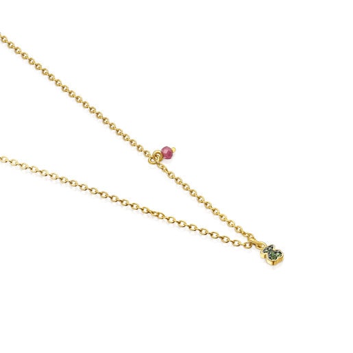 عقد New Motif من TOUS من فيرميل الفضة مُزيّن بدبدوب من ديوبسيد الكروم