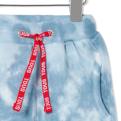 Girl's tie-dye cotton joggers in Casual blue