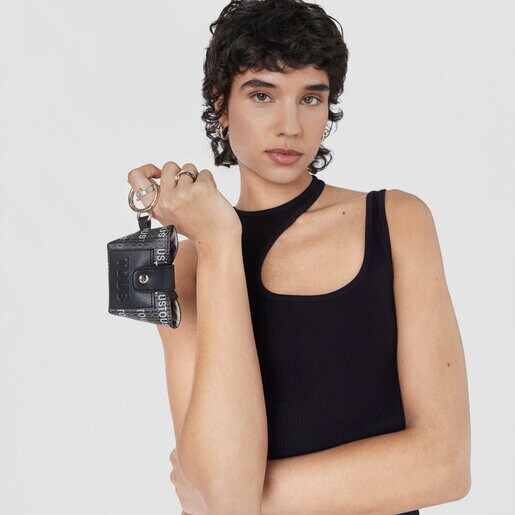 Mini colgante negro con bolsa interior TOUS Cecilia