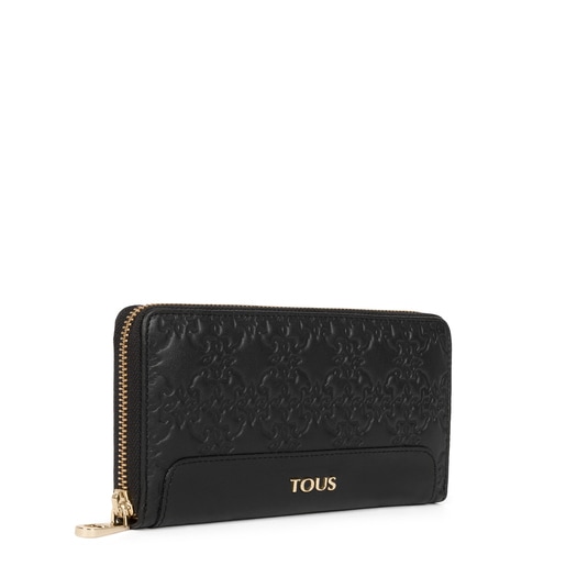 Большой черный кожаный кошелек Mossaic