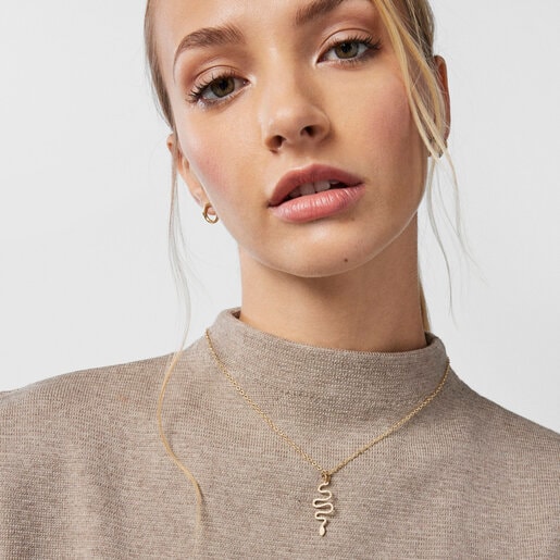 Gold TOUS Good Vibes serpent Pendant with Diamonds
