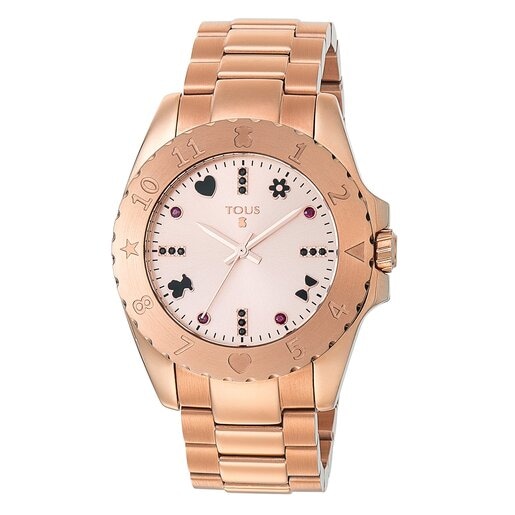 Pink IP Steel Motif Watch