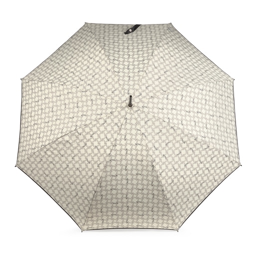 Large beige Logogram umbrella