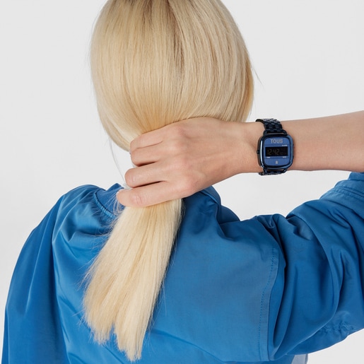 D-Logo Digital watch with IP steel strap