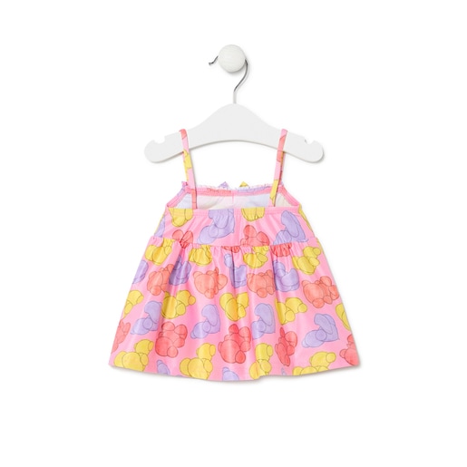 Vestido de alças de menina Aqua cor-de-rosa