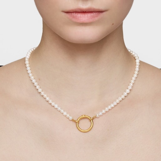 Collar con perlas cultivadas y baño de oro de 18 kt sobre plata Hold