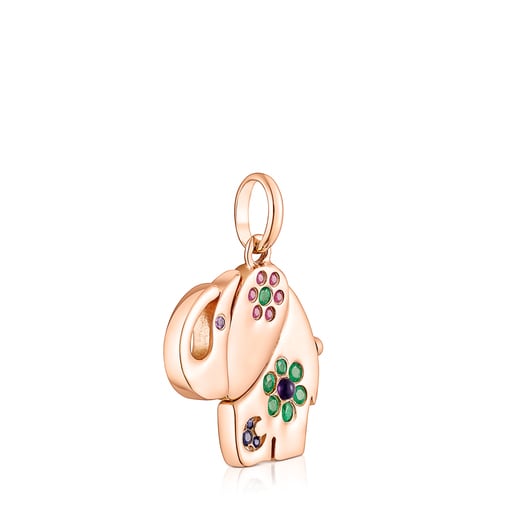 Pingente Mi Talisman em Prata Vermeil rosa com Pedras Preciosas