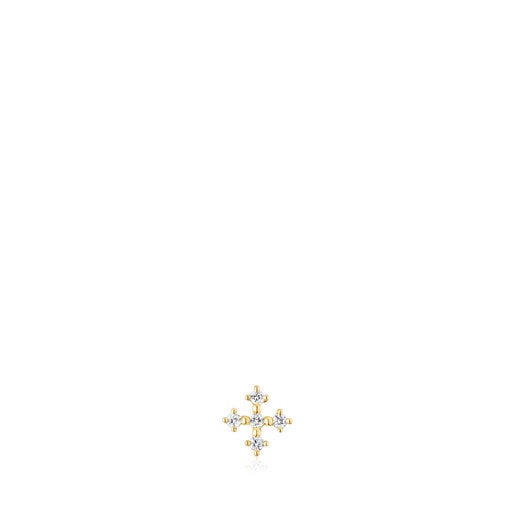 Gold cross Ear piercing with diamonds Les Classiques | TOUS