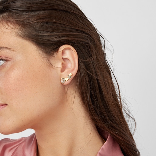 Nocturne Earrings in Silver Vermeil with Diamonds and Pearl