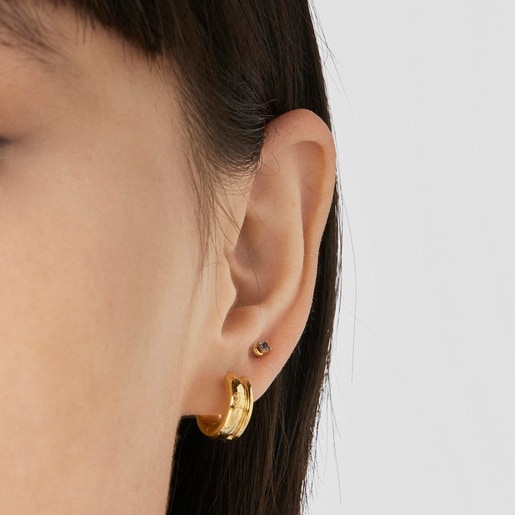 بيرسينج New Motif Moon من الصلب المطلي بالأيونات الذهبية اللون والإيوليت